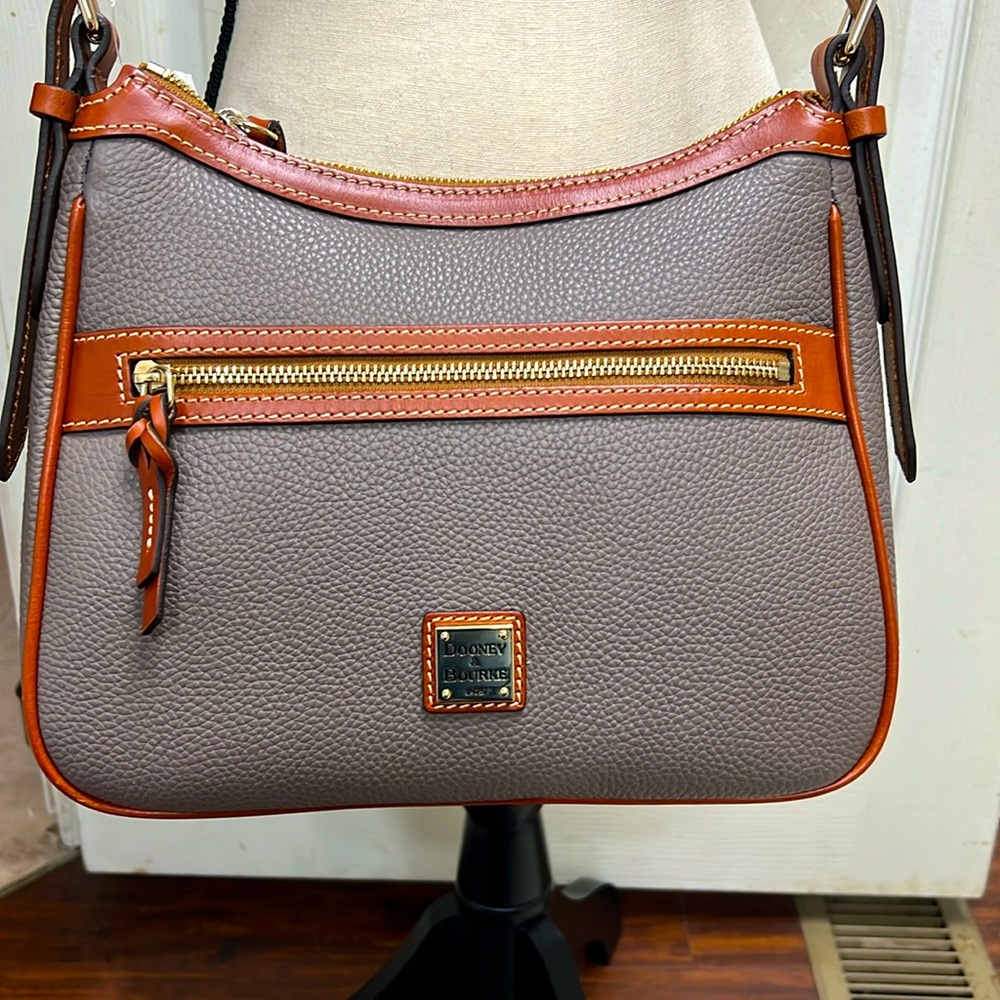Dooney and Bourke  Women's Taupe Pebble Grain Leather Crossbody